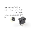 5 PCS/LOT KCD1 4 Pin 21*15mm ON-OFF Boat Car Rocker Switch 6A/250V AC 10A/125V AC With Red Blue Green Yellow Light Switch