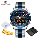 Luxury Brand NAVIFORCE Digital Sport Watch For Men Steel Band Waterproof Chronograph Alarm Clock Luminous Quartz Wrist watch Man