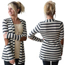 Elegant Design Women Autumn Winter Long Sleeve Cardigan Casual Stripe Pattern Lady Cotton Keep Warm Coat Cardigan