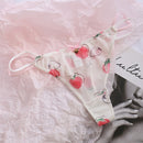 Cute Girls Ladies Mesh T-Back T-String Thongs Sexy Panties Transparent Strawberry Cherry Low-Waisted Seamless Underwear Women