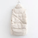 Plus size Winter Down Puffer Vest Women Casual All-match Sleeveless jacket Winter Long Bodywarm waistcoat Winter Sleeveless