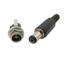 5.5mm x 2.1mm 5.5x2.1 DC Power Supply Plug Connector + Female Metal Panel Mount Socket Jack Plug DC Connectors Terminal Adapter
