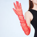 Fashion Long Sheer Tulle Gloves Ultra Thin Stretchy Full Finger Mittens Mesh Elbow Wedding Bride Gloves Halloween Accessory