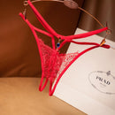 Lace Sexy Thong Ladies Cross Belt Ultra-Thin Hollow Temptation Panties Open File t Pants Eyelash Diamond Cutout Thong Underwear