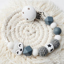 1pc Crochet Bunny Baby Pacifier Clip Chain BPA Free Wooden Beads Appease Soother Chain Clips Newborn Dummy Holder Nipple Clip