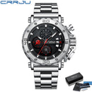 CRRJU Watch for Men Top Brand Luxury Big Dial Stainless Steel Waterproof Chronograph Wristwatches with Date Relogio Masculino