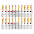 20pcs/10pairs Nakamichi BANANA PLUGS 24K Gold-plated 4MM Banana Connector with Screw Lock For Audio Jack Speaker Plugs Black&Red