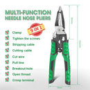 LAOA 9 in 1 Electrician Pliers Multifunctional Needle Nose Pliers for Wire Stripping Cable Cutters Terminal Crimping Hand Tools