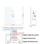 Wifi EU Wall Touch Switch Smart Light Switch 1/2/3 Gang No Neutral Wire Required Tuya Smart Life Home Support Alexa Google Home