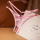 Lace Sexy Thong Ladies Cross Belt Ultra-Thin Hollow Temptation Panties Open File t Pants Eyelash Diamond Cutout Thong Underwear