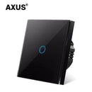 AXUS EU Touch Switch Power Led Panel Wall Light Switches Tempered Black White Crystal Glass 1/2/3 Gang Interruttore AC100-240V