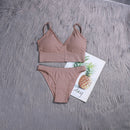 ATHVOTAR 2PCS Bra Sets Seamless Underwear Set Ribbed Bra Top Low-Waist Women Panties Female Bralette Lingerie New