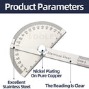 180 Degree Protractor Metal Angle Finder Angle Ruler Woodworking Tools Measuring Ruler Angle Meter Stainless Steel Goniometer