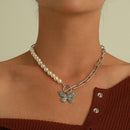 Gothic Butterfly Pendant Necklace for Women Choker Aesthetic Grunge Chain accessories IGIRL Indie Collar Jewelry Friends Gift
