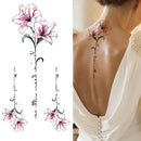 Death Skull Flower Temporary Tattoo For Women Girls Snake Bird Peony Tattoo Sticker Black Fake Blossom Sexy Tatoo Transfer Adult