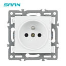 SRAN F6 Series White Crystal Tempered Glass Panel Light switch eu french wall socket usb tv rj45 rj11 Sensor switch Module DIY