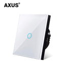 AXUS EU Touch Switch Power Led Panel Wall Light Switches Tempered Black White Crystal Glass 1/2/3 Gang Interruttore AC100-240V
