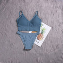 ATHVOTAR 2PCS Bra Sets Seamless Underwear Set Ribbed Bra Top Low-Waist Women Panties Female Bralette Lingerie New