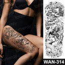 sexy fake tattoo for woman waterproof temporary tattoos large leg thigh body tattoo stickers peony lotus flowers fish dragon