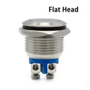 16mm 1NO High Flat Head Waterproof Momentary Reset Metal Push Button Switch Screw Terminal Car Engine Doorbell PC Power Switch