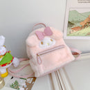 New Kawaii Sanrioed My Melody Cinnamoroll Cartoon Plush Bag Anime Soft Stuffed Animals Plushie Backpack Girls Doll Toys Gifts