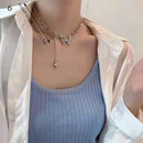 Gothic Butterfly Pendant Necklace for Women Choker Aesthetic Grunge Chain accessories IGIRL Indie Collar Jewelry Friends Gift