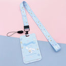 Kawaii Sanrio Keychain Cartoon Cat Sliding Card Holder Student Meal Card Bus Card Holder Lady Id Card Credit Card Holder Lanyard