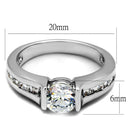 Cubic Zirconia Rings LO3744 Rhodium Brass Ring with AAA Grade CZ