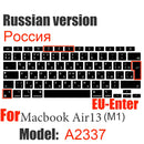 Russian silicone Keyboard Cover Protector for Macbook air13/12 /15/16pro touchbar A1706/A1466A1708/A1990/A1398/A2289/A1932/A2141