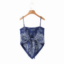 2019 New Women vintage paisley print spaghetti strap sexy chic camis tank ladies summer backless bowknot sling tops LS3866