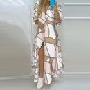 Women Boho Shirt Dress Summer Turn-down Collar Single Breasted Button Irregular Long Dress Female Sexy Letter Print Maxi Dresses