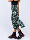 2022 New Sexy Leopard Print Chiffon Split Skirt Casual Fashion Long Skirts for Women Spring Summer Zip Elegant Female Skirt