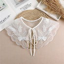 Linbaiway 2022 Lace Chiffon Doll Fake Collar Ladies Shawl Wrap Removable Detachable Embroidered False Collar Clothes Accessory