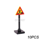 Marumine Traffic Road Sign Light Lamp Block Brick City Street View Accessories Signpost Barrier Speed Limit Indicator Warning