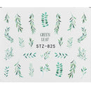 1Pcs Water Nail Decal and Sticker Flower Leaf Tree Green Simple Summer DIY Slider for Manicure Nail Art Watermark Manicure Decor