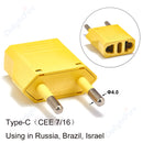 1-100pcs 4.0/4.8mm EU Plug Adapter EU US Israel To Euro KR BR Brazil Plug Converter American Travel Power Adapter Plug Socket