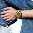 NAVIFORCE Luxury Gold Watches For Men Casual Sports Chronograph Alarm Quartz Wrist Watch Leather Waterproof Digital Clock 9163