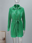 Sexy Green Pleated Women&