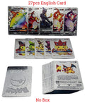 New Pokemon Cards Metal Gold Silver Vmax GX Card Box Charizard Pikachu Rare Collection Battle Trainer Card Children Toys Gift
