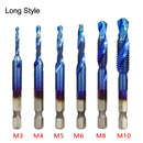 1/6Pcs Tap Drill Bit Set Hex Shank Titanium Plated HSS Screw Thread Bit Screw Machine Compound Tap M3 M4 M5 M6 M8 M10 Hand Tools