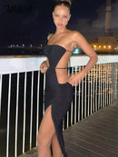 FSDA Green Beach Midi Dress Bodycon Women Hollow Out 2022 Summer White Sleeveless Backless Sexy Dresses Casual