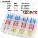 500/50Pcs Heat Shrink Butt Crimp Terminals Waterproof Solder Seal Electrical Connectors Wire Cable Splice Kit Automotive Marine