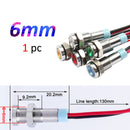 1pc 6mm 8mm 10mm 12mm Metal LED Warning indicator light Waterproof IP67 Signal Lamp Pilot Wires switch 3V 5V 12V 220V Red Blue