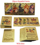 New Pokemon Cards Metal Gold Silver Vmax GX Card Box Charizard Pikachu Rare Collection Battle Trainer Card Children Toys Gift