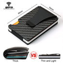DIENQI Carbon Fiber Card Holder Mini Slim Wallet Men Aluminum Metal RFID Magic Wallet Small Thin Male Purses Money Bag Vallet