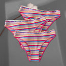 FINETOO 3Pcs/Set Colorful Stripes Panties Women&