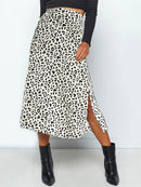 2022 New Sexy Leopard Print Chiffon Split Skirt Casual Fashion Long Skirts for Women Spring Summer Zip Elegant Female Skirt