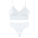 Women Seamless Bra Set Sexy Thong Low Waist Panties Wire Free Bra Bralette Lingerie Brassiere Cotton Female Underwear Set