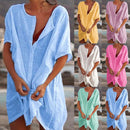 Hot 2021 Cotton Tunics for Beach Women Swimsuit Cover-ups Woman Swimwear Beach Cover up Beachwear Mini Dress Sai de Praia Drop