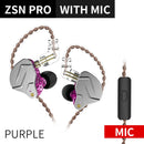 KZ ZSN Pro Wired Earphone 1DD+1BA Hybrid Technology In Ear Headphones HIFI Bass Metal Earplugs Movement Noise Reduction Headset